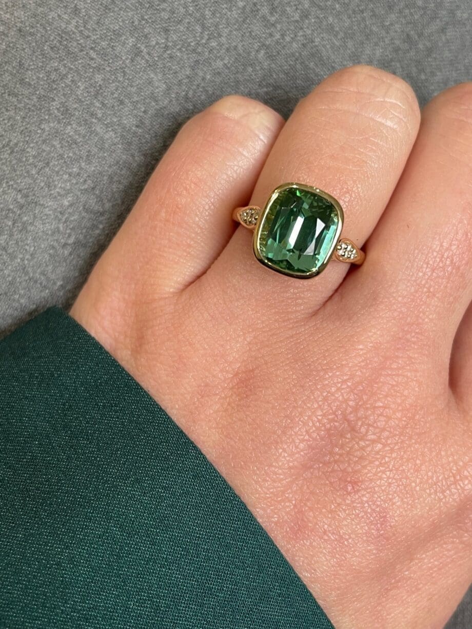 Mint Tourmaline Concerto Ring Made in Maine